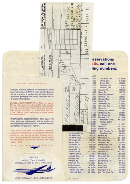 Martin Luther King, Jr. Signed Airplane Boarding Pass -- En Route From Chicago to Atlanta in 1966 During the Chicago Freedom Movement